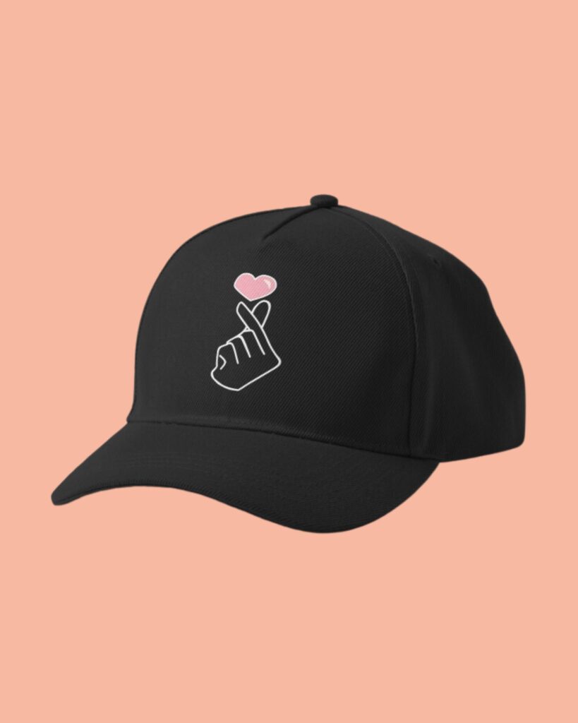 Gorra corazón coreano Kpop color negro